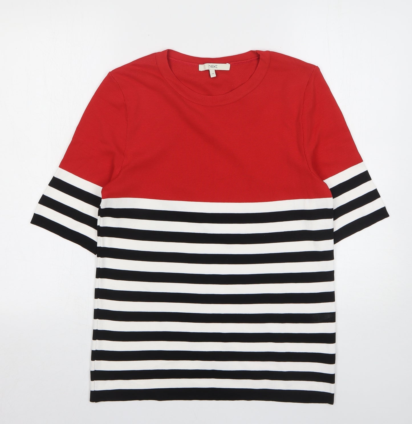 NEXT Womens Multicoloured Round Neck Striped Nylon Pullover Jumper Size 14
