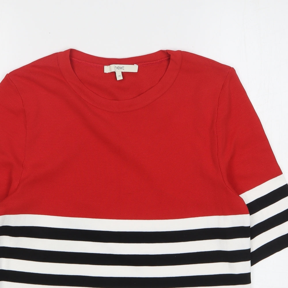NEXT Womens Multicoloured Round Neck Striped Nylon Pullover Jumper Size 14