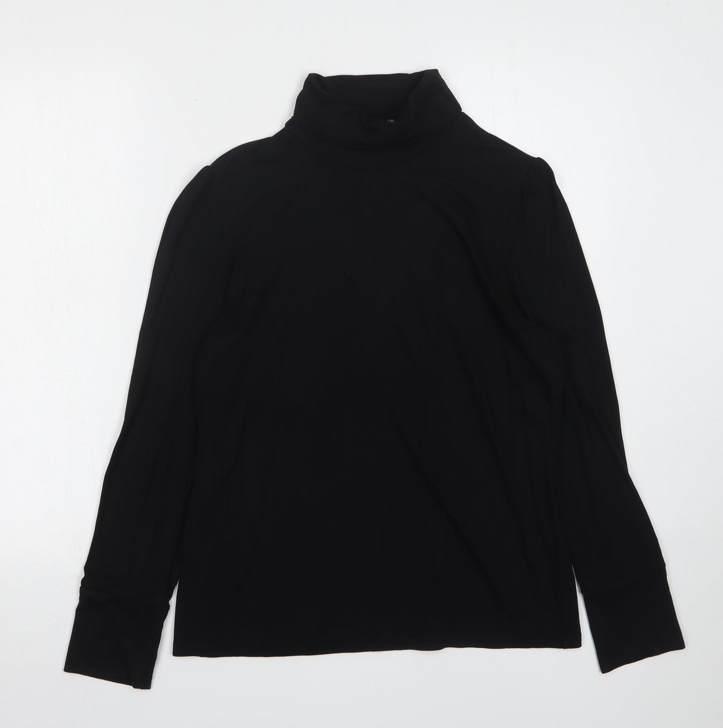 Dunnes Stores Womens Black  Viscose Basic T-Shirt Size 16 Roll Neck