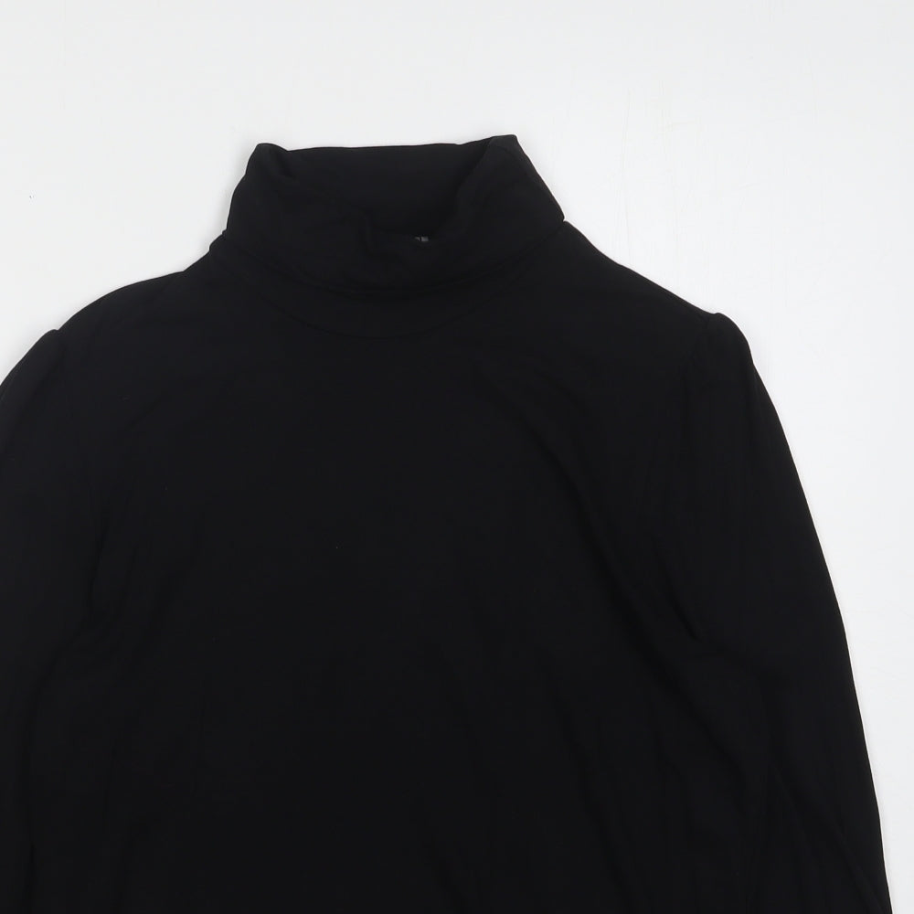 Dunnes Stores Womens Black  Viscose Basic T-Shirt Size 16 Roll Neck