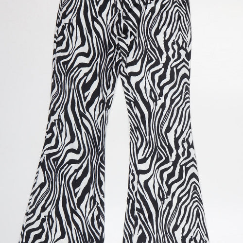 SheIn Womens Black Animal Print Polyester Trousers  Size 6 L30 in Regular