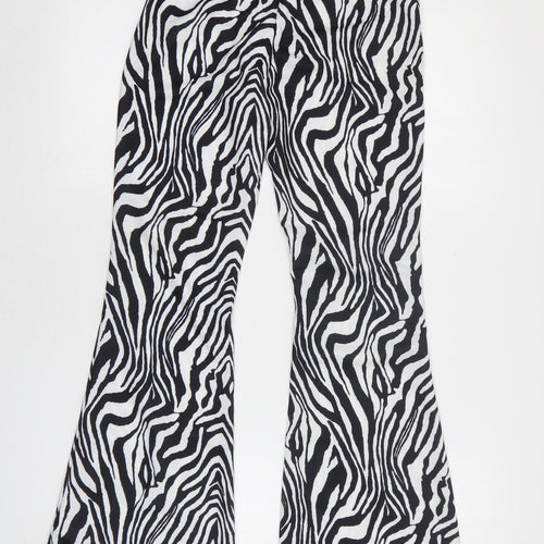 SheIn Womens Black Animal Print Polyester Trousers  Size 6 L30 in Regular