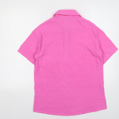 Shein  Womens Pink  Polyester Basic Button-Up Size 6 Collared