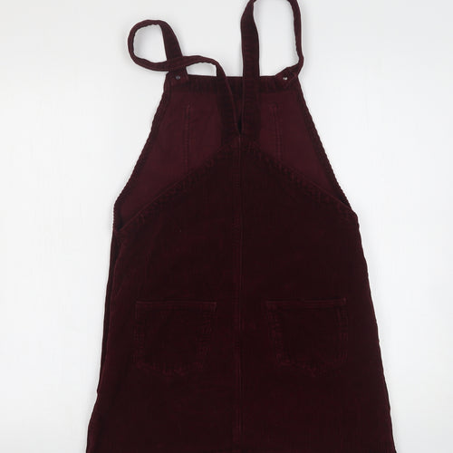 Topshop Womens Purple  Cotton Pinafore/Dungaree Dress  Size 8  Square Neck