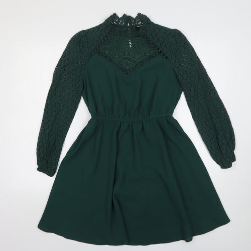 Shein  Womens Green  Polyester Fit & Flare  Size 8  High Neck