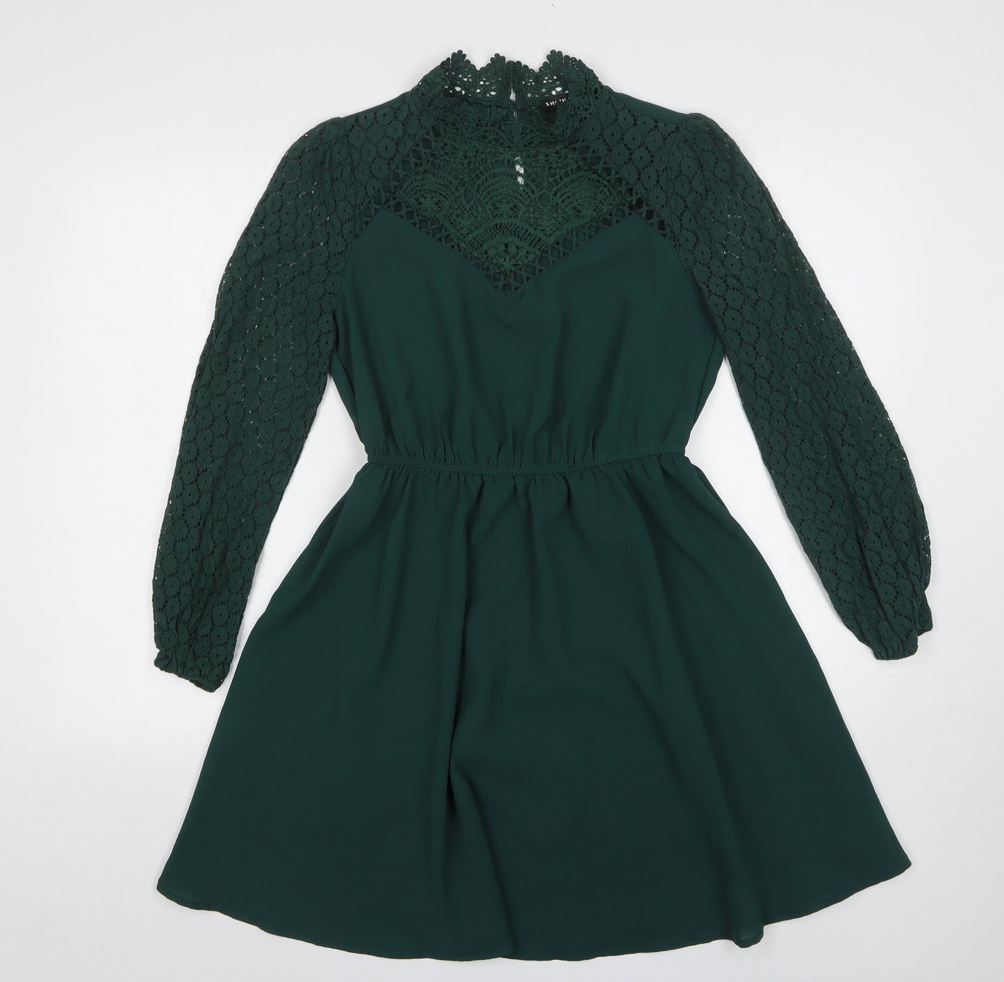 Shein  Womens Green  Polyester Fit & Flare  Size 8  High Neck