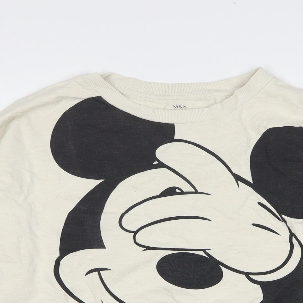 Marks and Spencer Womens Beige  Cotton Pullover Sweatshirt Size 12   - Mickey Mouse