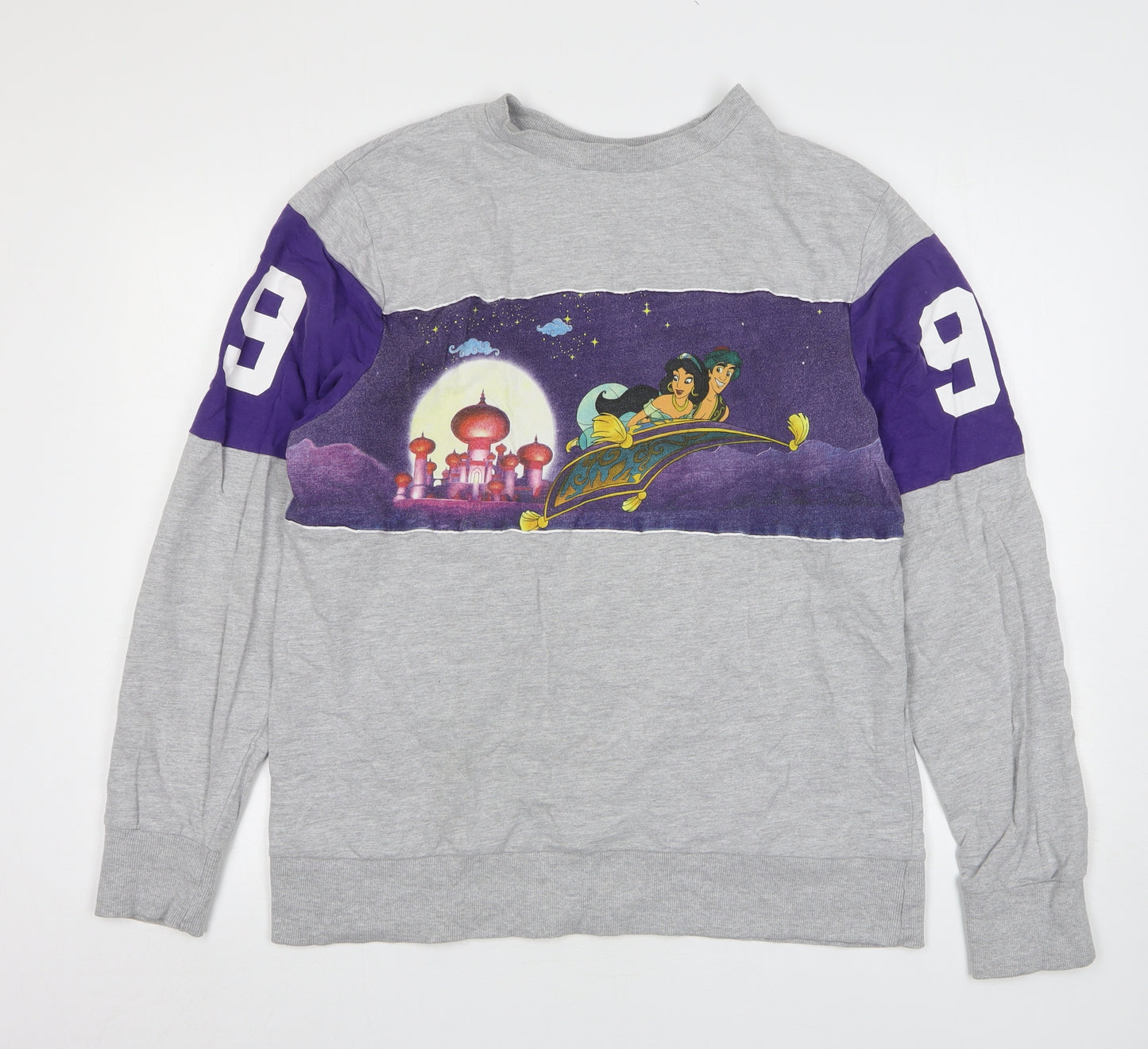 Disney Womens Grey Geometric Cotton Pullover Sweatshirt Size M   - Aladdin