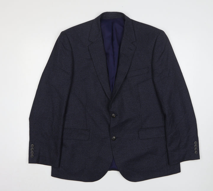 Marks and Spencer Mens Blue Houndstooth Viscose Jacket Suit Jacket Size 42