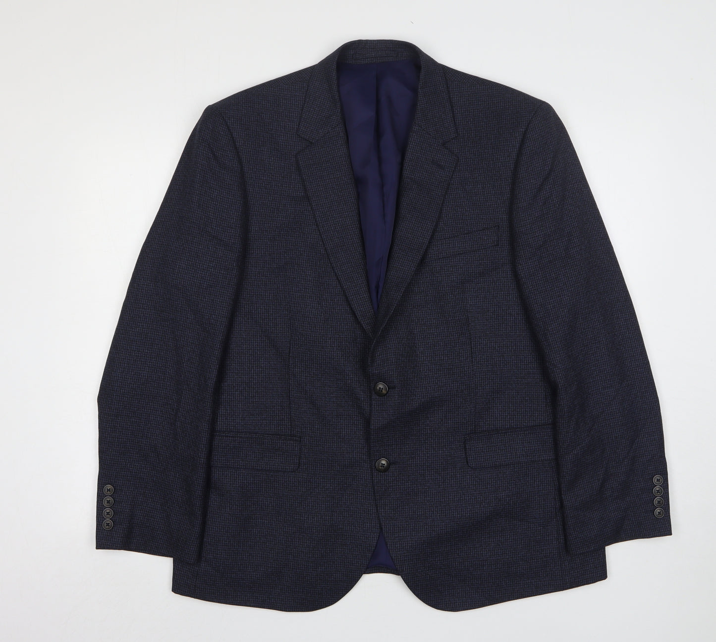 Marks and Spencer Mens Blue Houndstooth Viscose Jacket Suit Jacket Size 42