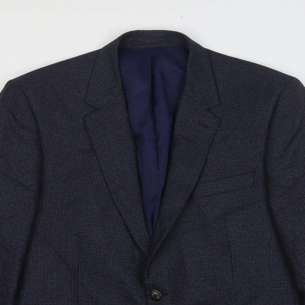 Marks and Spencer Mens Blue Houndstooth Viscose Jacket Suit Jacket Size 42