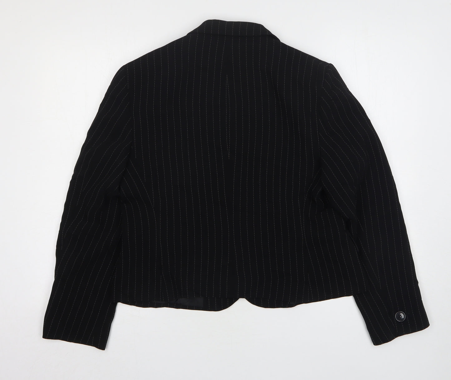 Marks and Spencer Womens Black Striped Polyester Jacket Suit Jacket Size 16