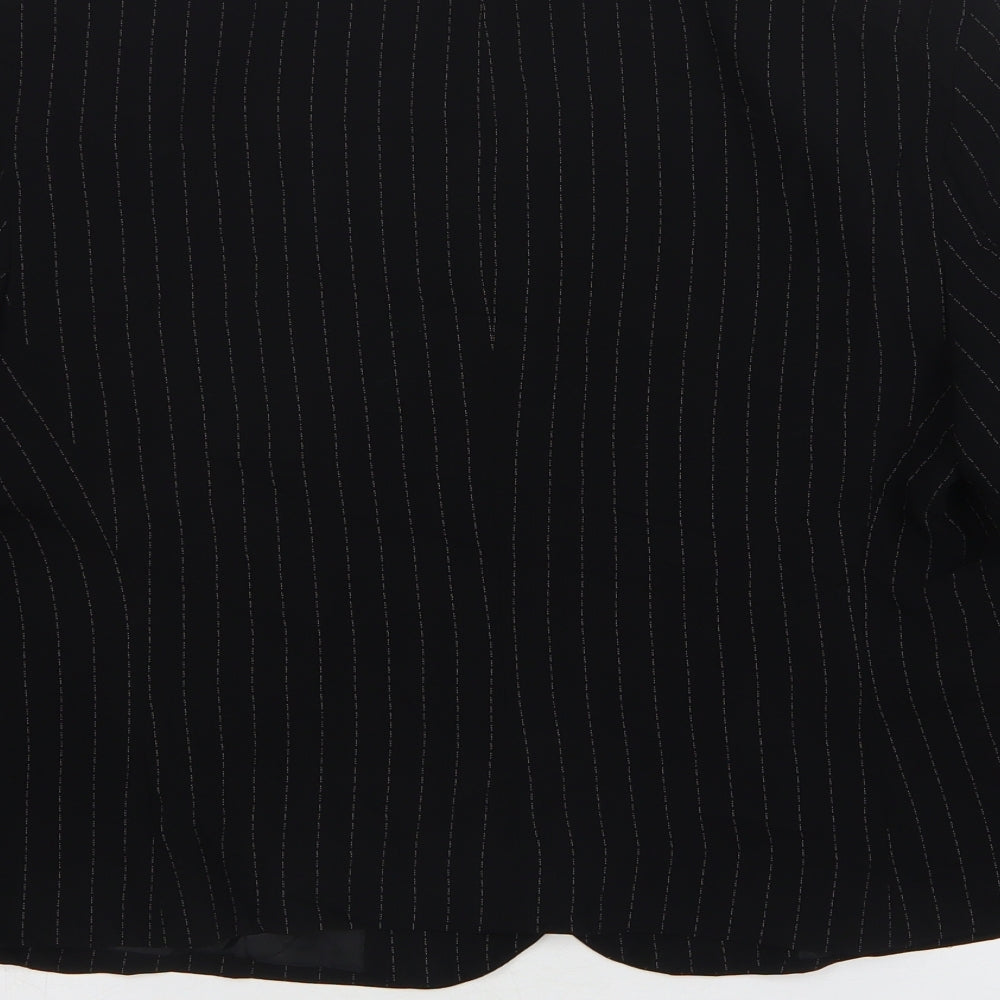 Marks and Spencer Womens Black Striped Polyester Jacket Suit Jacket Size 16