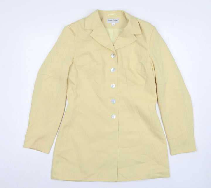 Louis Charles Womens Yellow  Polyester Jacket Suit Jacket Size 12