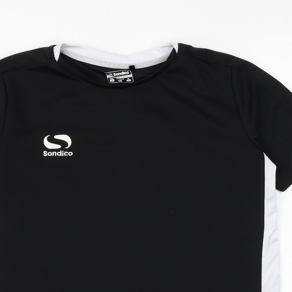 Sondico Boys Black  Polyester Basic T-Shirt Size 11-12 Years Round Neck Pullover