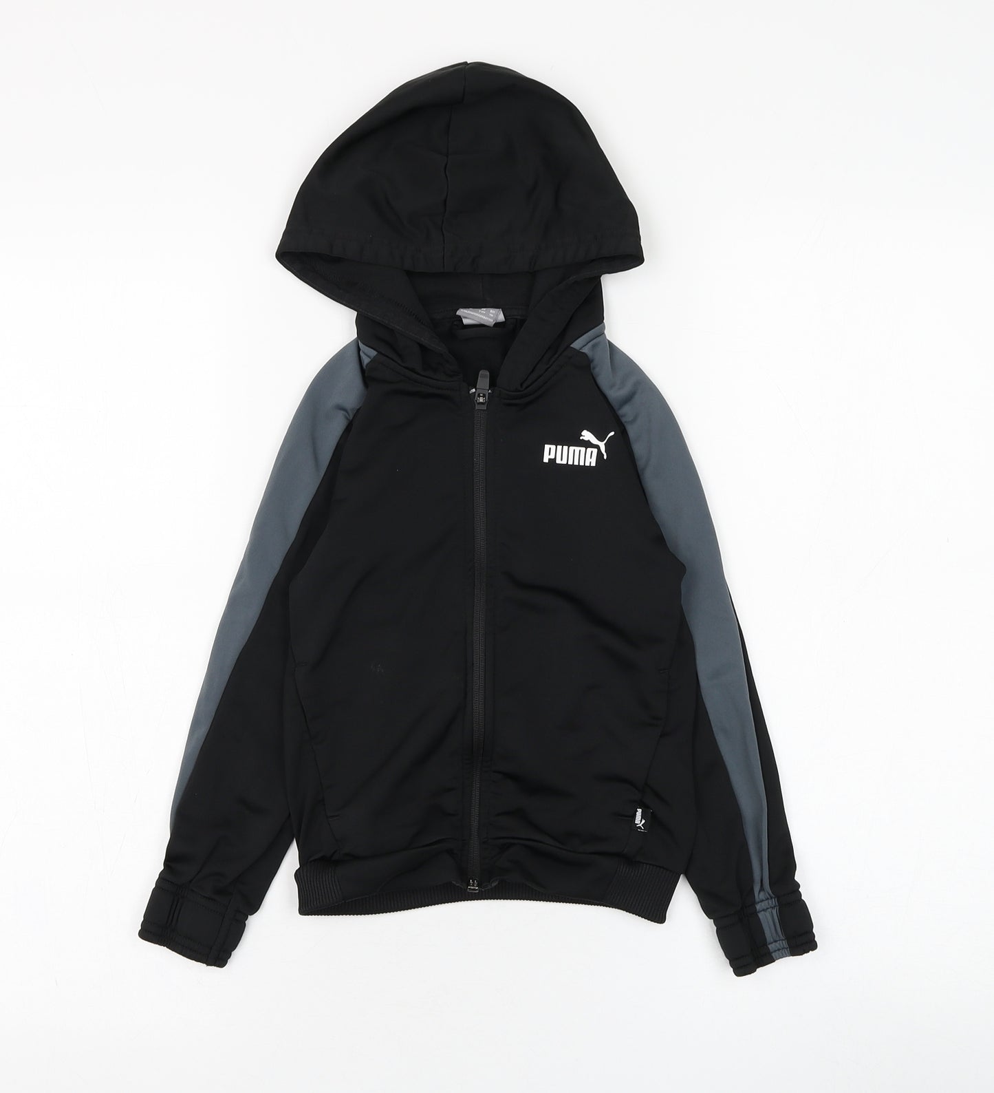 PUMA Boys Black  Polyester Full Zip Hoodie Size 5-6 Years  Zip