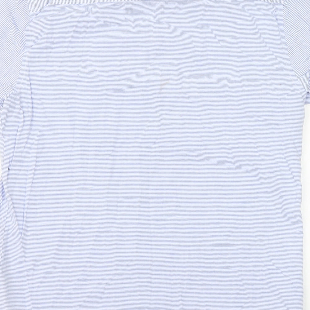 F&F Mens Blue Striped Cotton  Button-Up Size S Collared Button