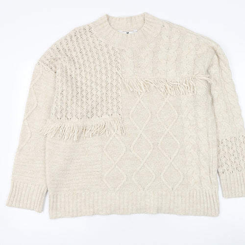 Very Womens Beige Round Neck  Acrylic Pullover Jumper Size L