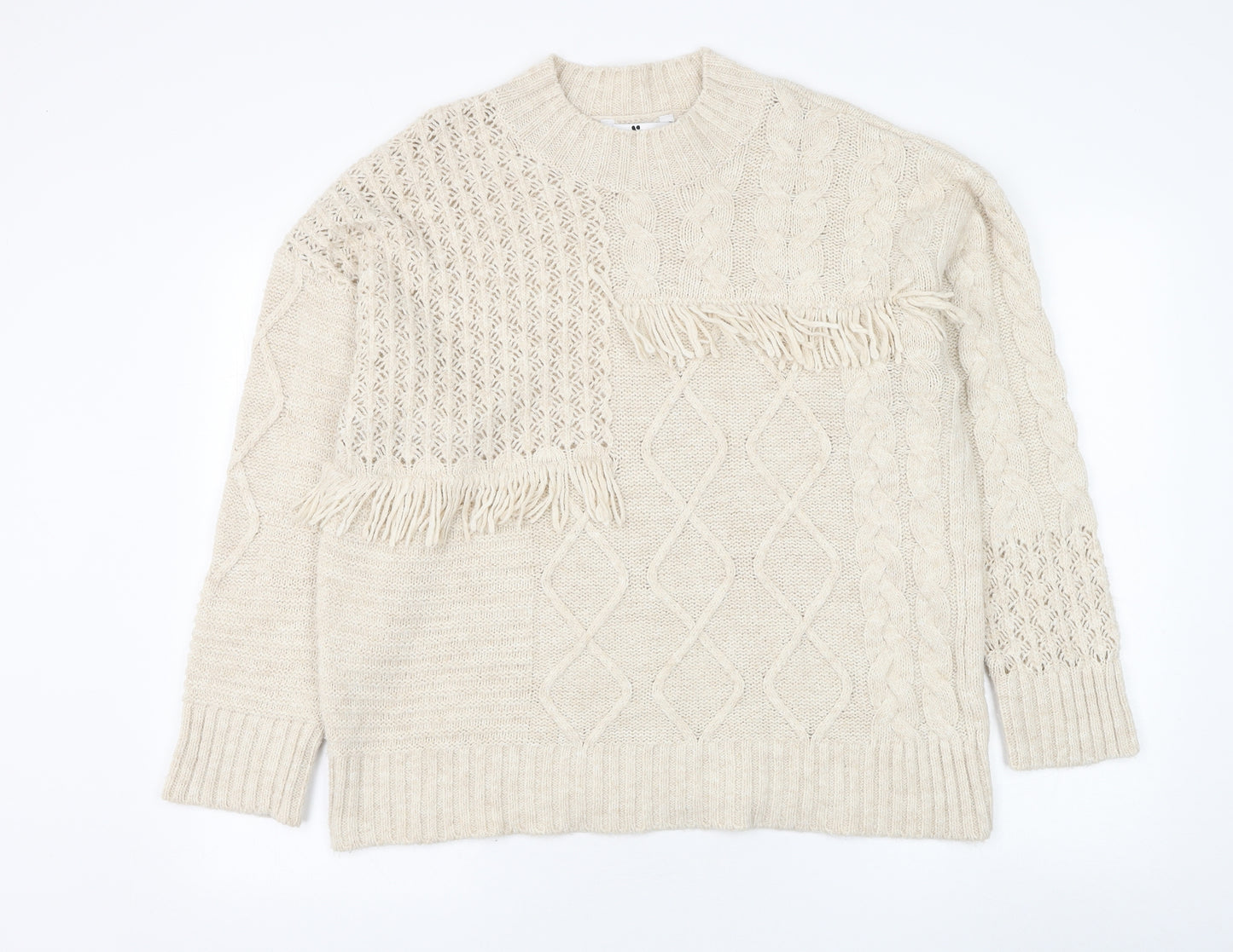 Very Womens Beige Round Neck  Acrylic Pullover Jumper Size L