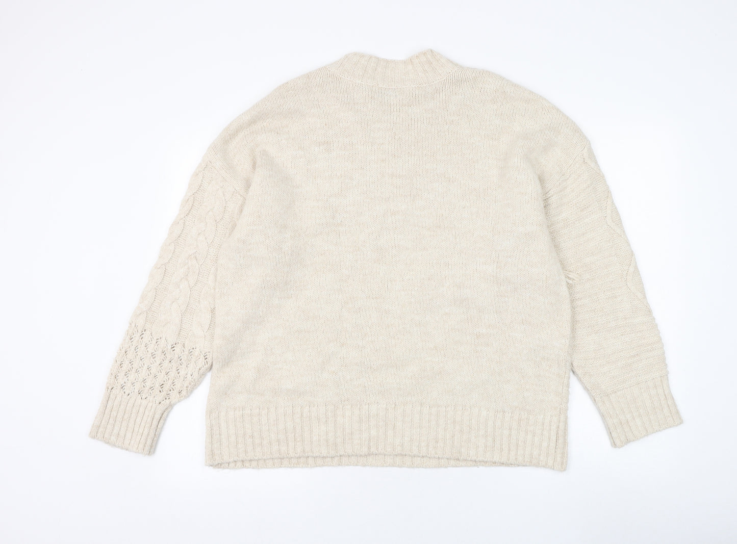 Very Womens Beige Round Neck  Acrylic Pullover Jumper Size L