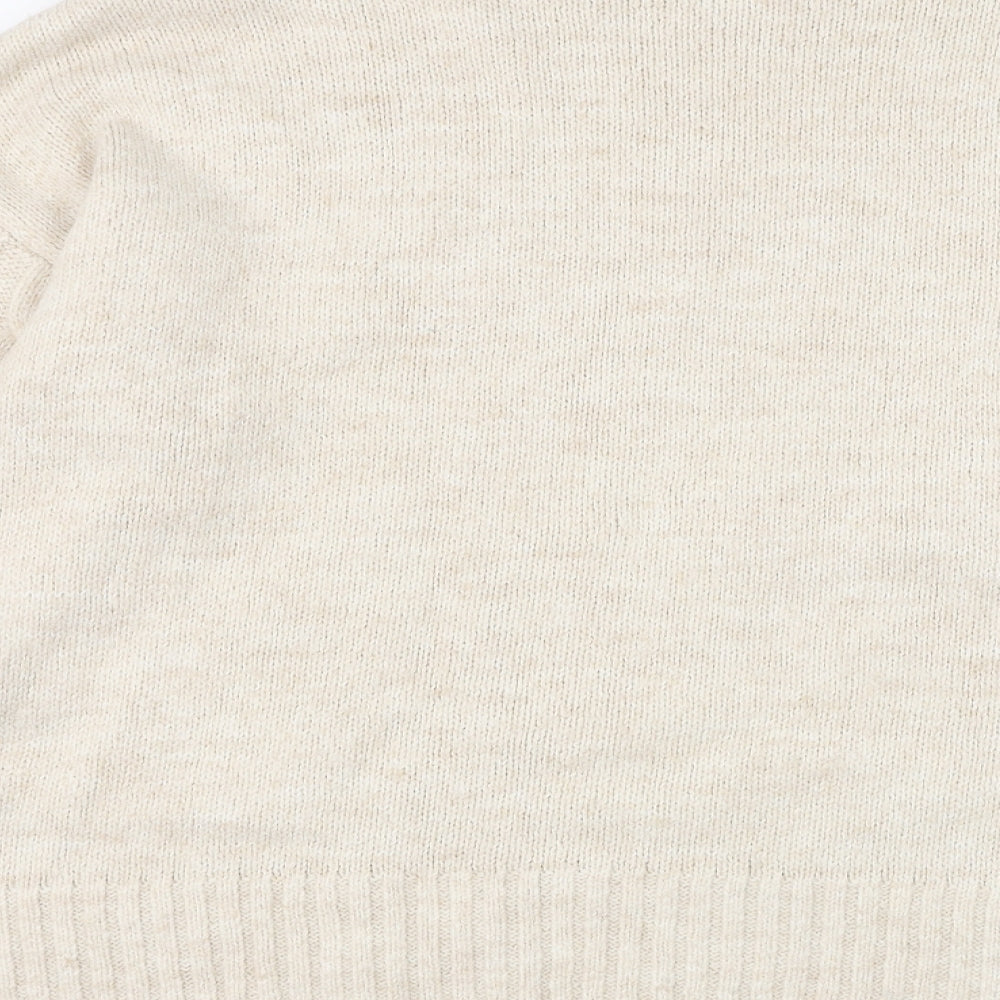 Very Womens Beige Round Neck  Acrylic Pullover Jumper Size L