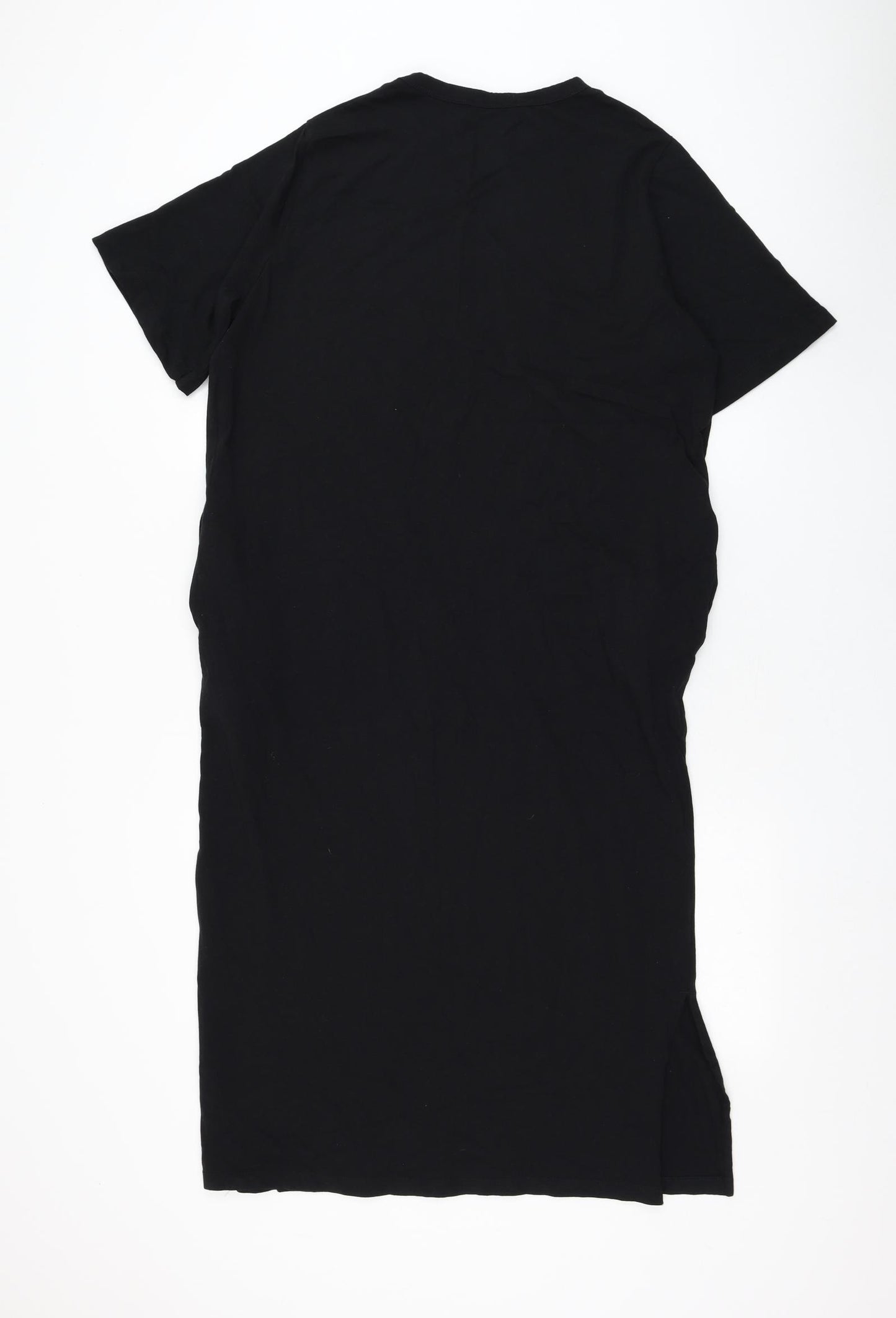 Marks and Spencer Womens Black  Cotton T-Shirt Dress  Size 12  Round Neck Pullover