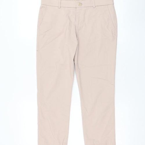 Uniqlo Womens Pink  Polyester Cropped Trousers Size 30 in L23 in Regular Zip