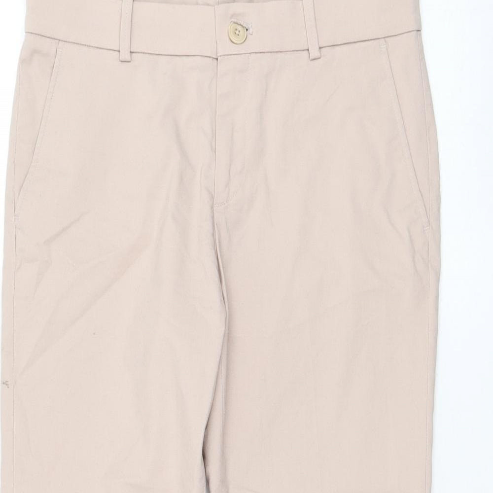 Uniqlo Womens Pink  Polyester Cropped Trousers Size 30 in L23 in Regular Zip