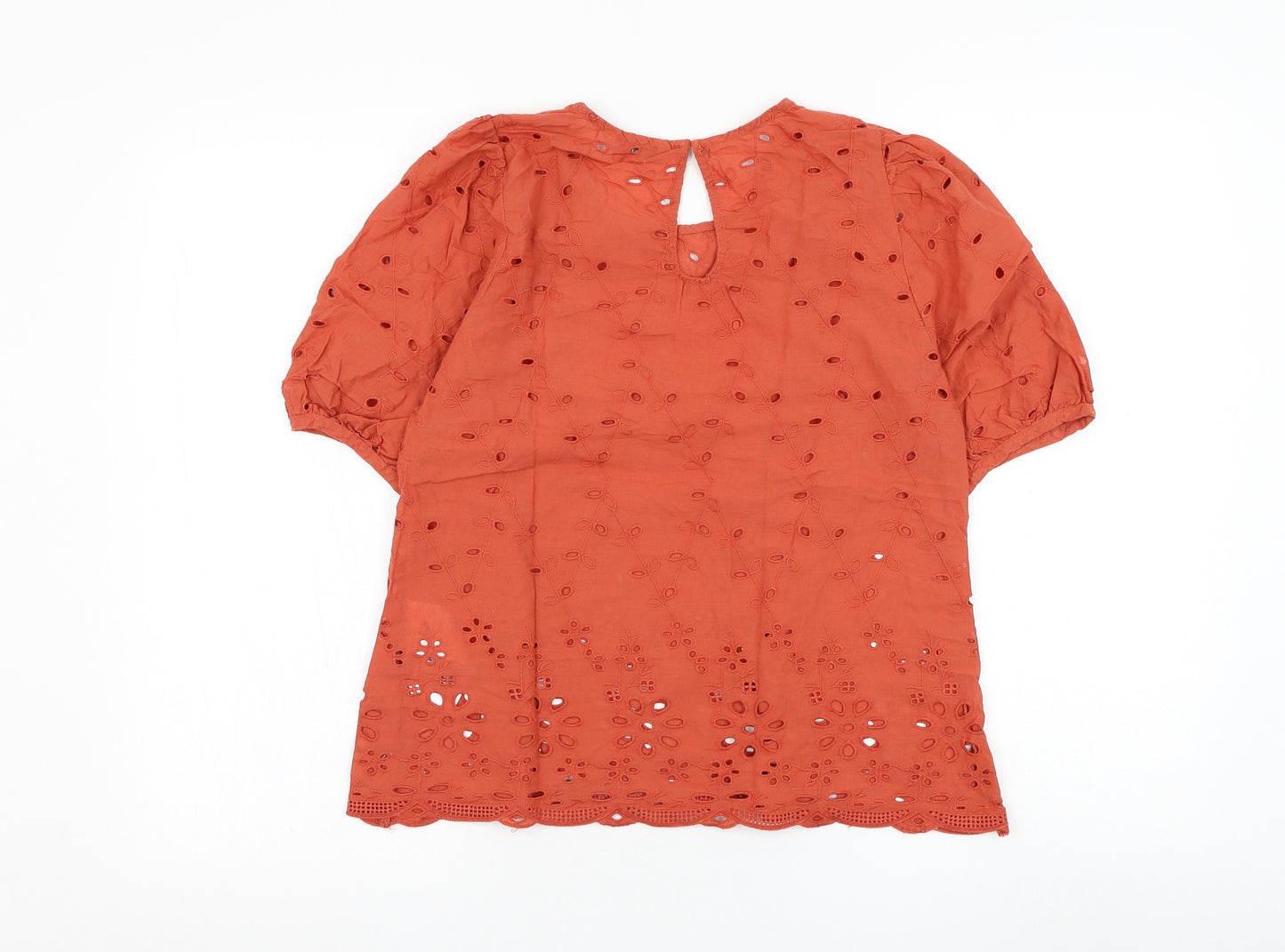 Only Womens Red  Cotton Basic Blouse Size 6 Round Neck