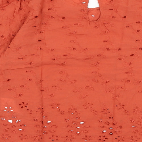 Only Womens Red  Cotton Basic Blouse Size 6 Round Neck