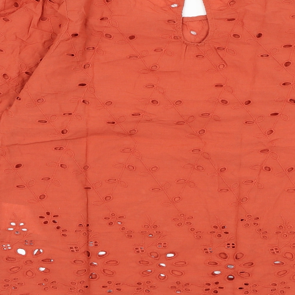 Only Womens Red  Cotton Basic Blouse Size 6 Round Neck