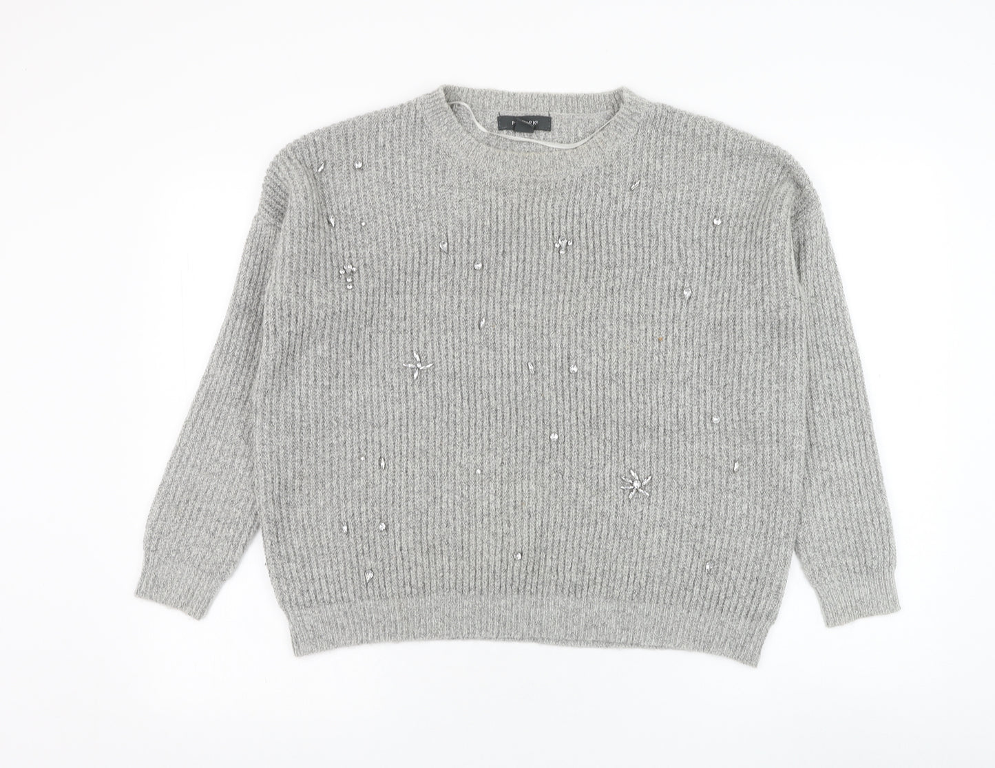 Primark Womens Grey Round Neck  Acrylic Pullover Jumper Size 10
