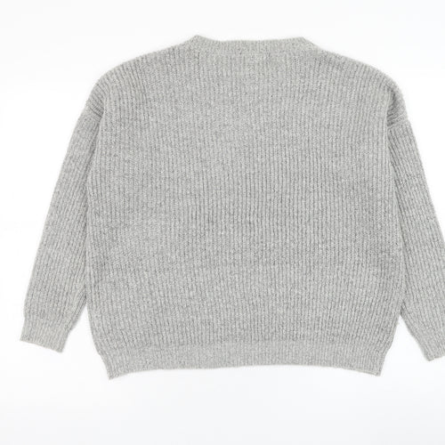 Primark Womens Grey Round Neck  Acrylic Pullover Jumper Size 10