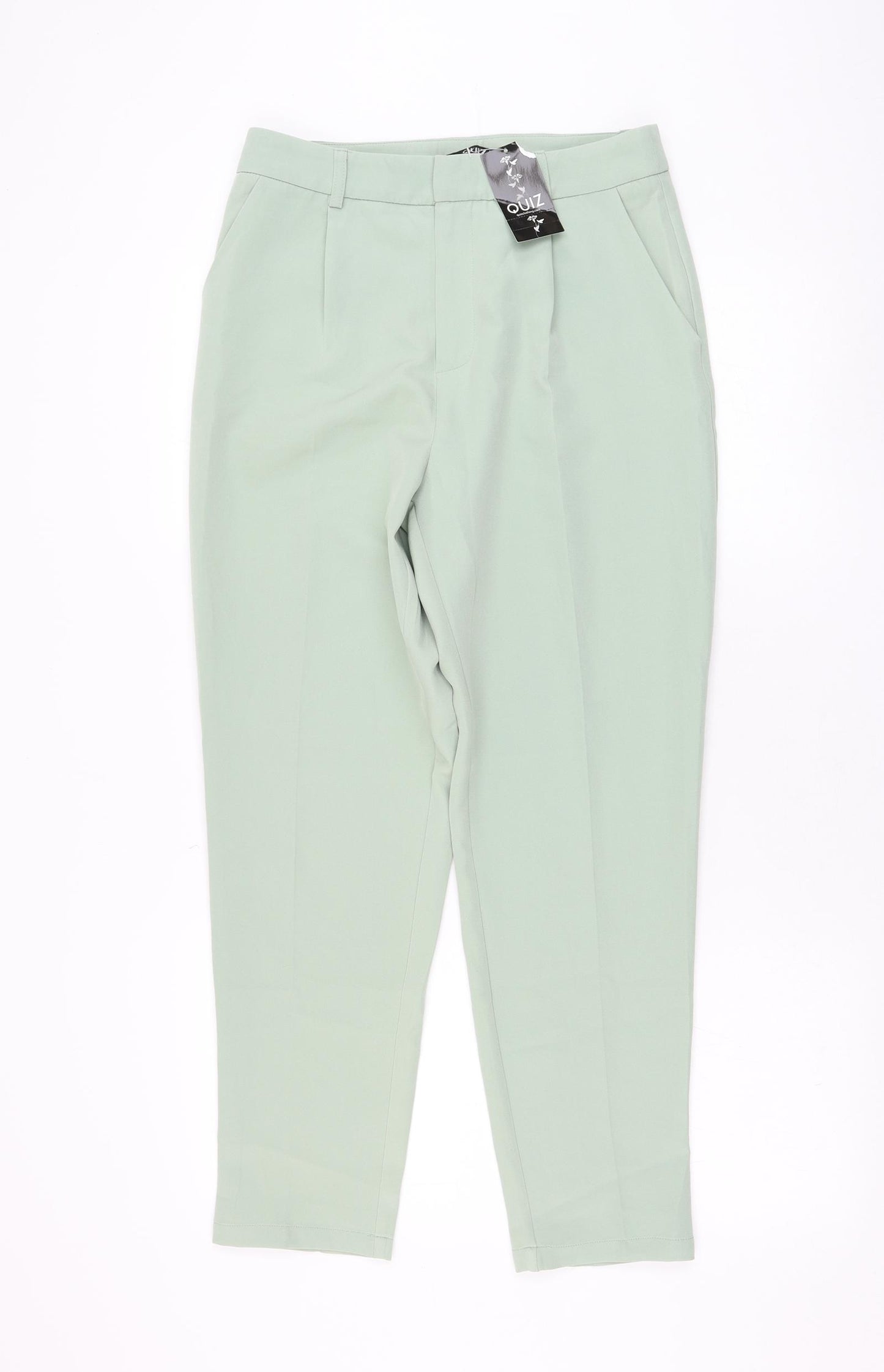 Quiz Womens Green  Polyester Trousers  Size 10 L27 in Regular Zip