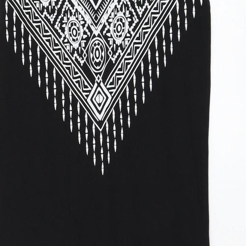 Amisu Womens Black Geometric Polyester Tank Dress  Size 10  Round Neck Pullover