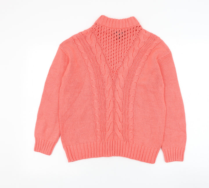 Dorothy Perkins Womens Pink Round Neck  Cotton Pullover Jumper Size 8