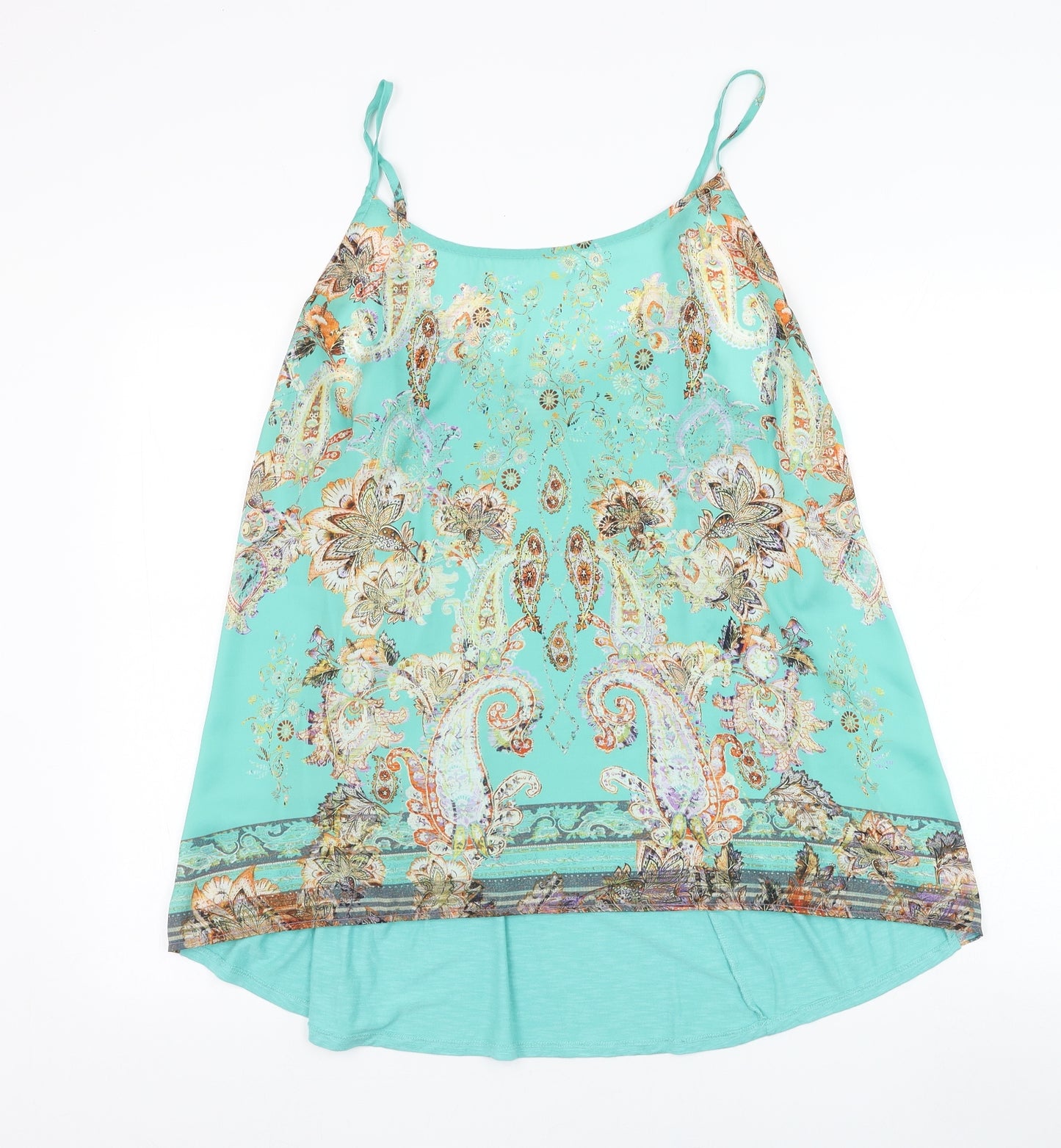 Monsoon Womens Green Paisley Polyester Basic Tank Size 20 Round Neck