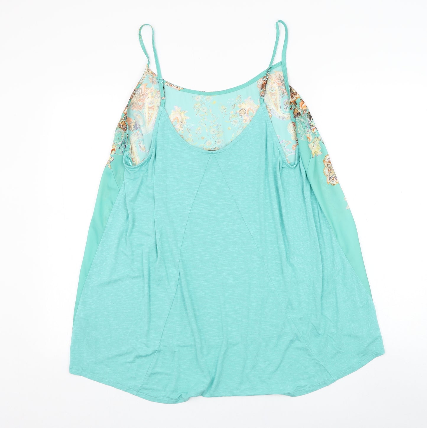 Monsoon Womens Green Paisley Polyester Basic Tank Size 20 Round Neck