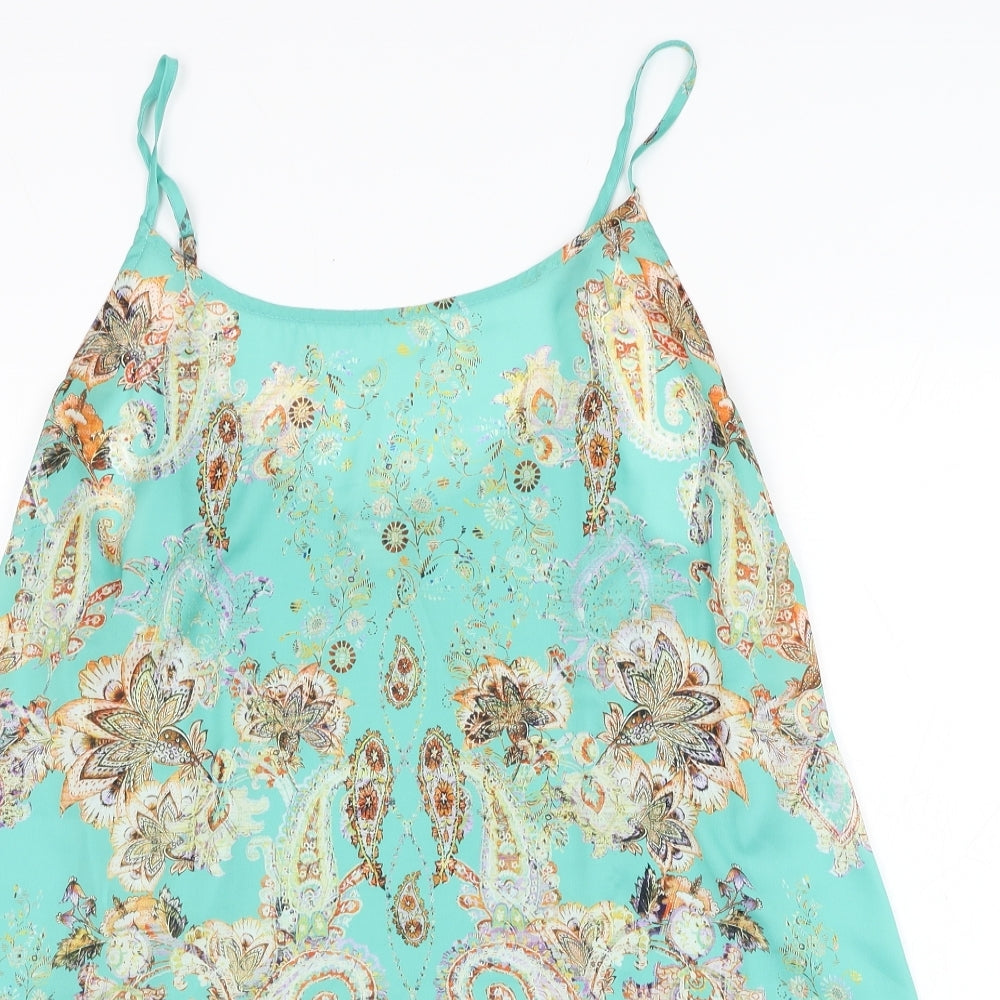 Monsoon Womens Green Paisley Polyester Basic Tank Size 20 Round Neck