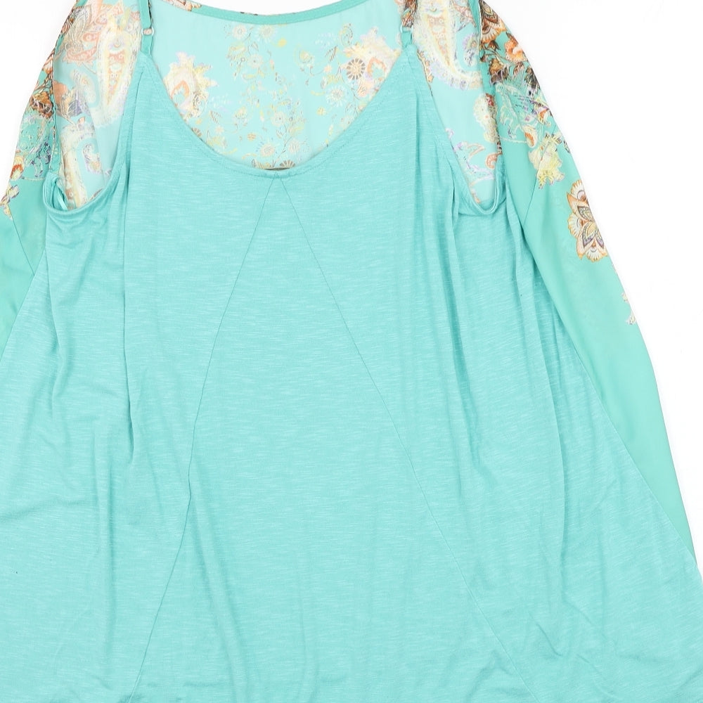 Monsoon Womens Green Paisley Polyester Basic Tank Size 20 Round Neck