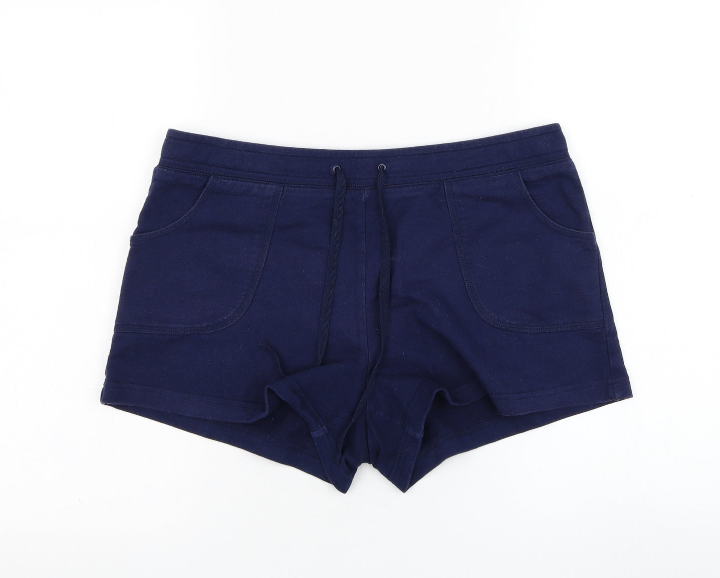 Papaya Womens Blue  Cotton Sweat Shorts Size 14 L3 in Regular Drawstring