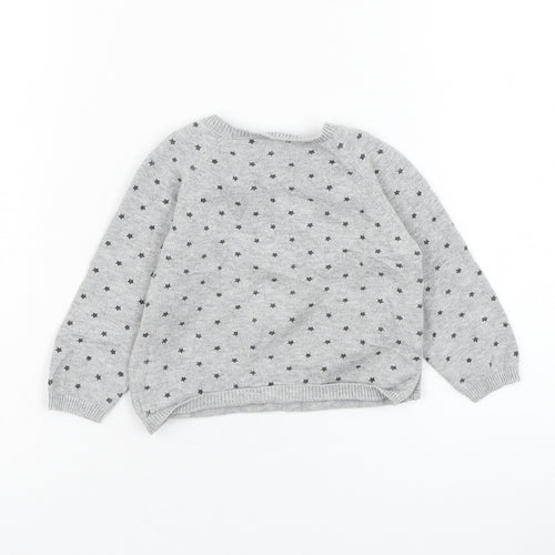 Matalan Girls Grey  Cotton Pullover Jumper Size 6-9 Months  Pullover - Star