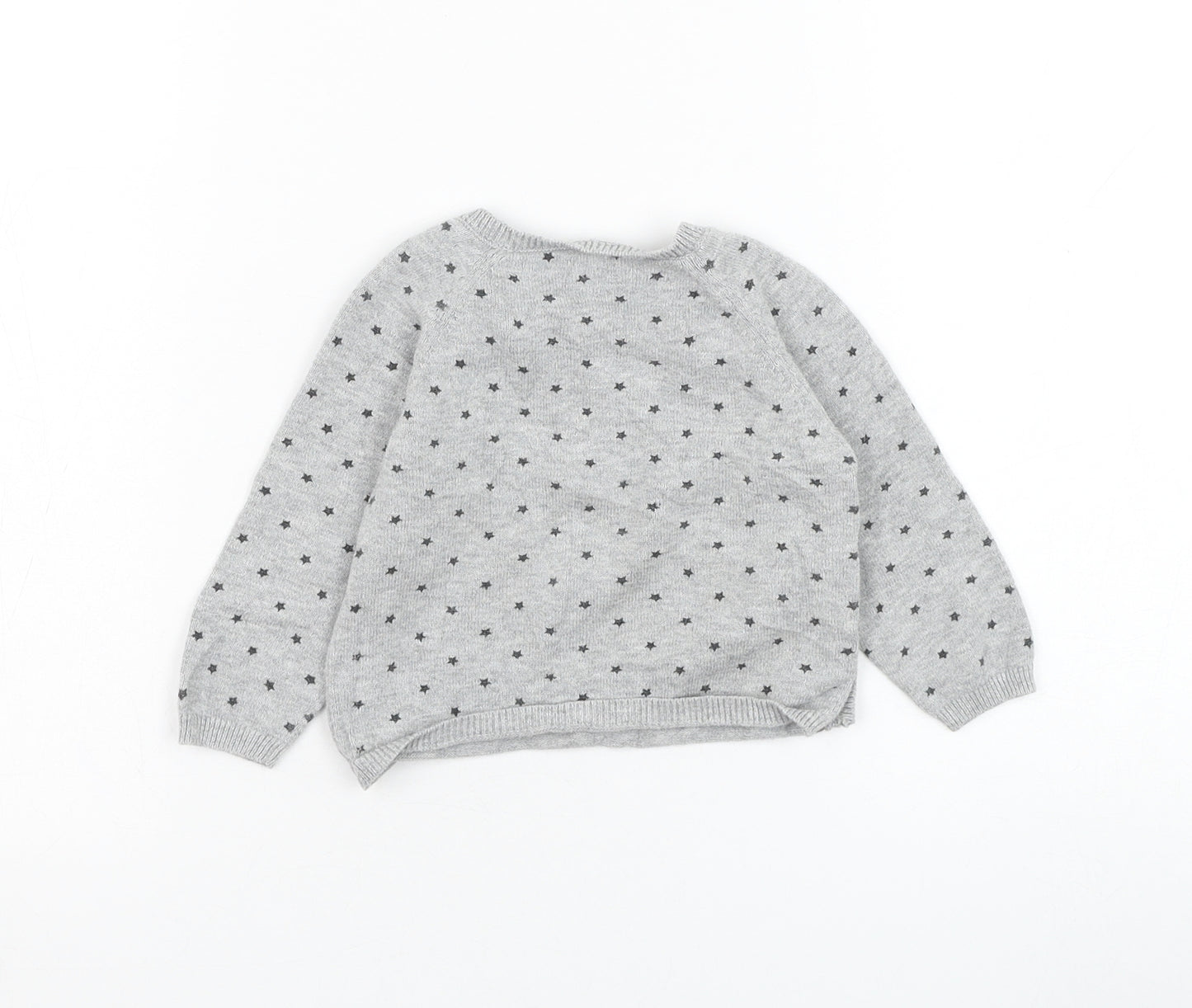 Matalan Girls Grey  Cotton Pullover Jumper Size 6-9 Months  Pullover - Star