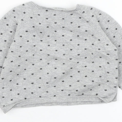 Matalan Girls Grey  Cotton Pullover Jumper Size 6-9 Months  Pullover - Star
