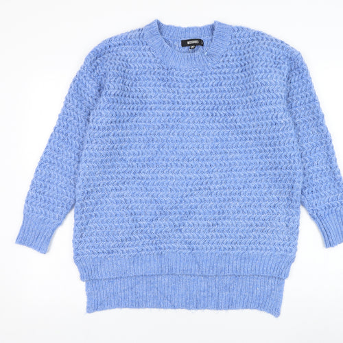 Missguided Womens Blue Round Neck  Acrylic Pullover Jumper Size 6