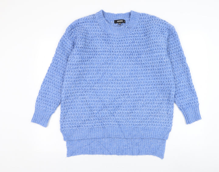 Missguided Womens Blue Round Neck  Acrylic Pullover Jumper Size 6