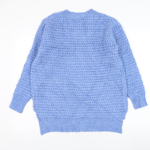 Missguided Womens Blue Round Neck  Acrylic Pullover Jumper Size 6