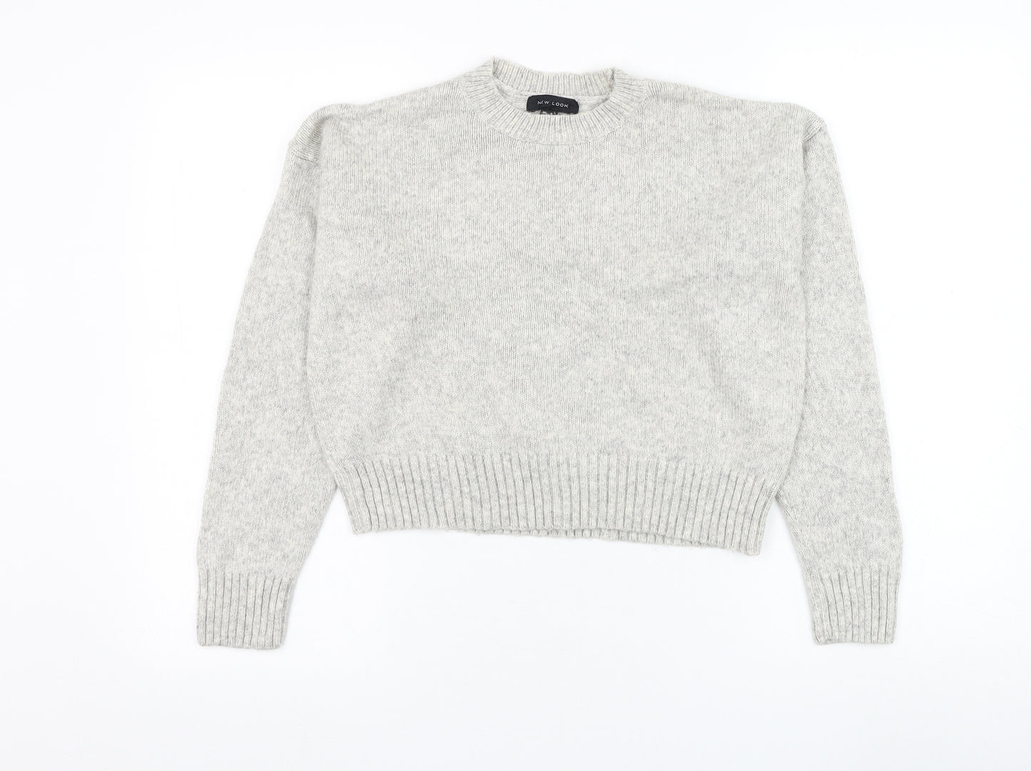 New Look Womens Grey Round Neck  Acrylic Pullover Jumper Size S