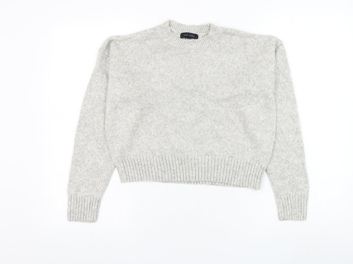 New Look Womens Grey Round Neck  Acrylic Pullover Jumper Size S