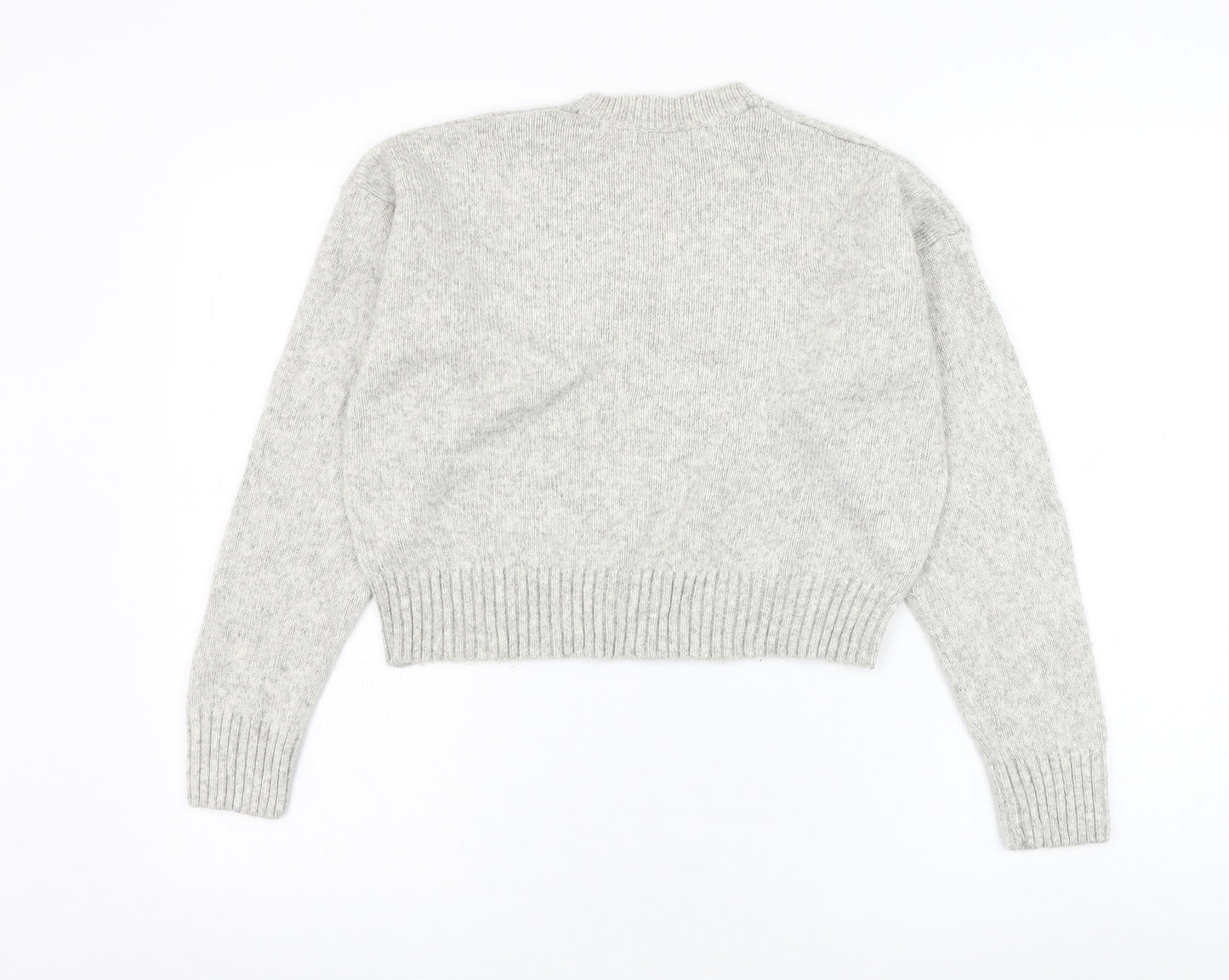 New Look Womens Grey Round Neck  Acrylic Pullover Jumper Size S